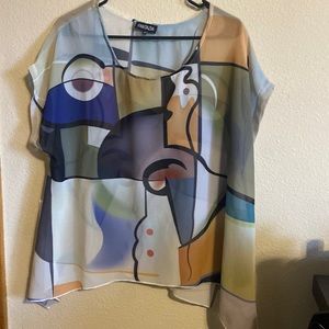 Fantazia abstract sheer blouse size S/M